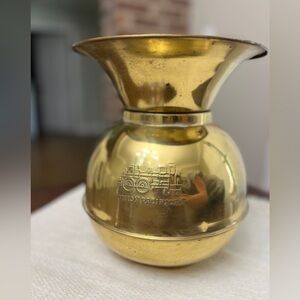 Union Pacific Railroad Brass Spittoon Embossed Home Decor Train Weighted Bottom